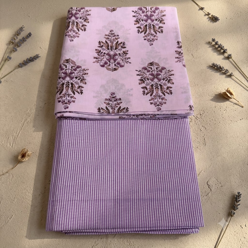 Lavender Floral Cotton Cord Set