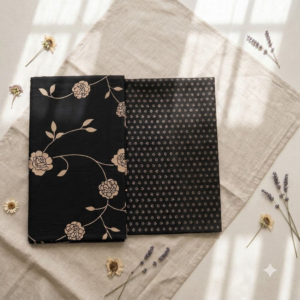 Black and Sandal Cotton Cord Set